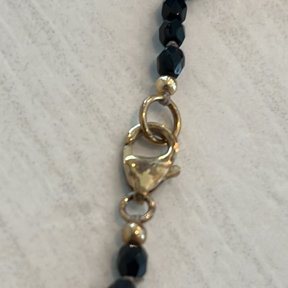 Gold and Black Beaded Necklace with Buddha Pendant - Picture 9 of 11